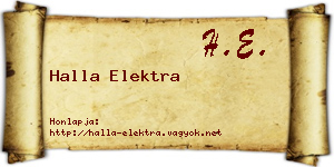 Halla Elektra névjegykártya